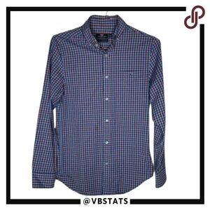 Vineyard Vines Performance LS Red/Blue Plaid Classic Fit Tucker Shirt Size XS